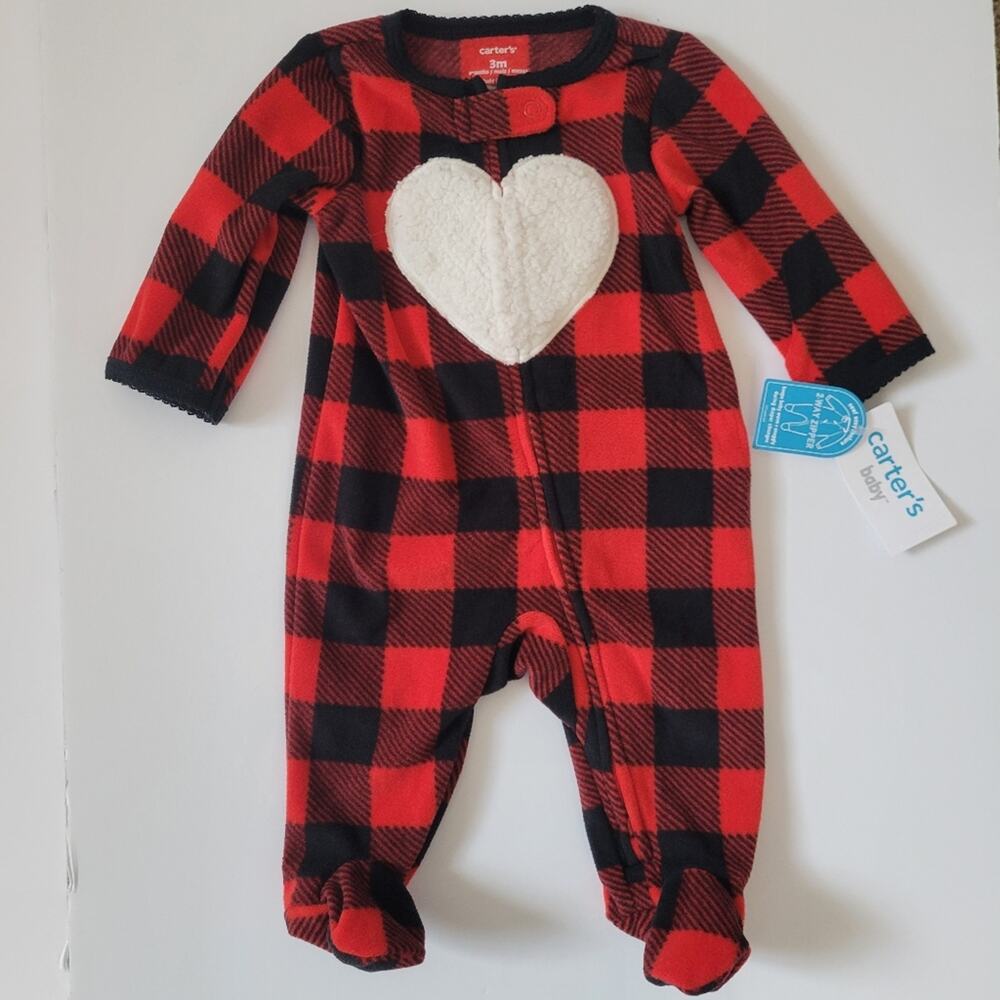 Carter's Baby Microfleece Buffalo Plaid Sleep & Play Footie Size 3M Christmas